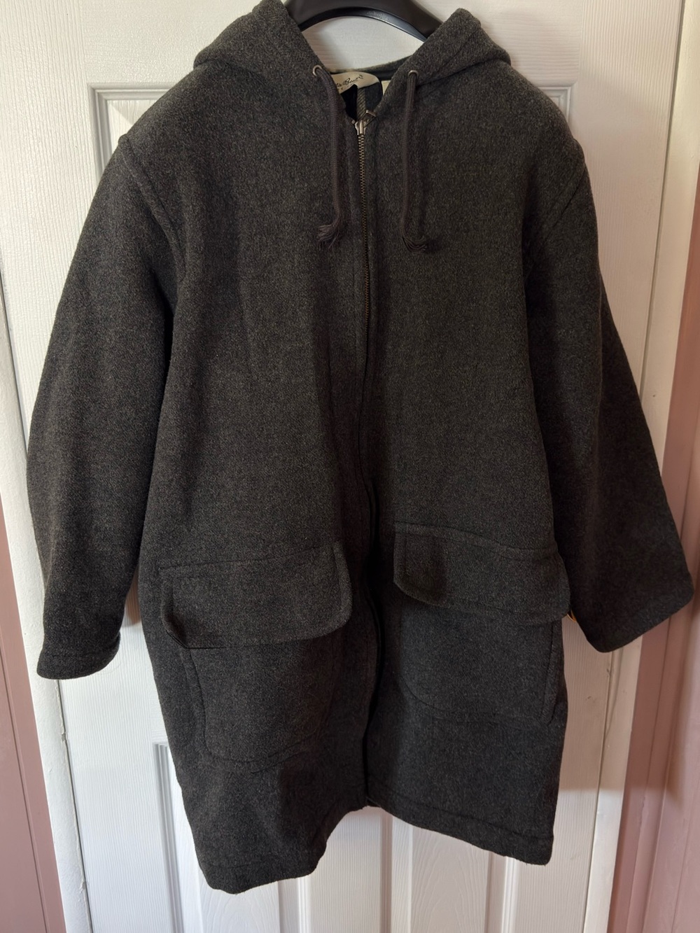 Eddie Bauer Gray Wool Full Zip Hooded Hoodie w/ Pockets Womens M